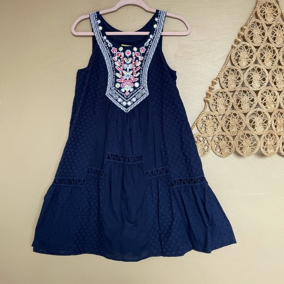 Anthropologie Dresses & Skirts - Anthropologie Maeve Tisa Swing Dress, Embroidered Detail, Navy, Size 4